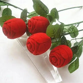 Rose Flower Ring Box Velvet Red (1pc)
